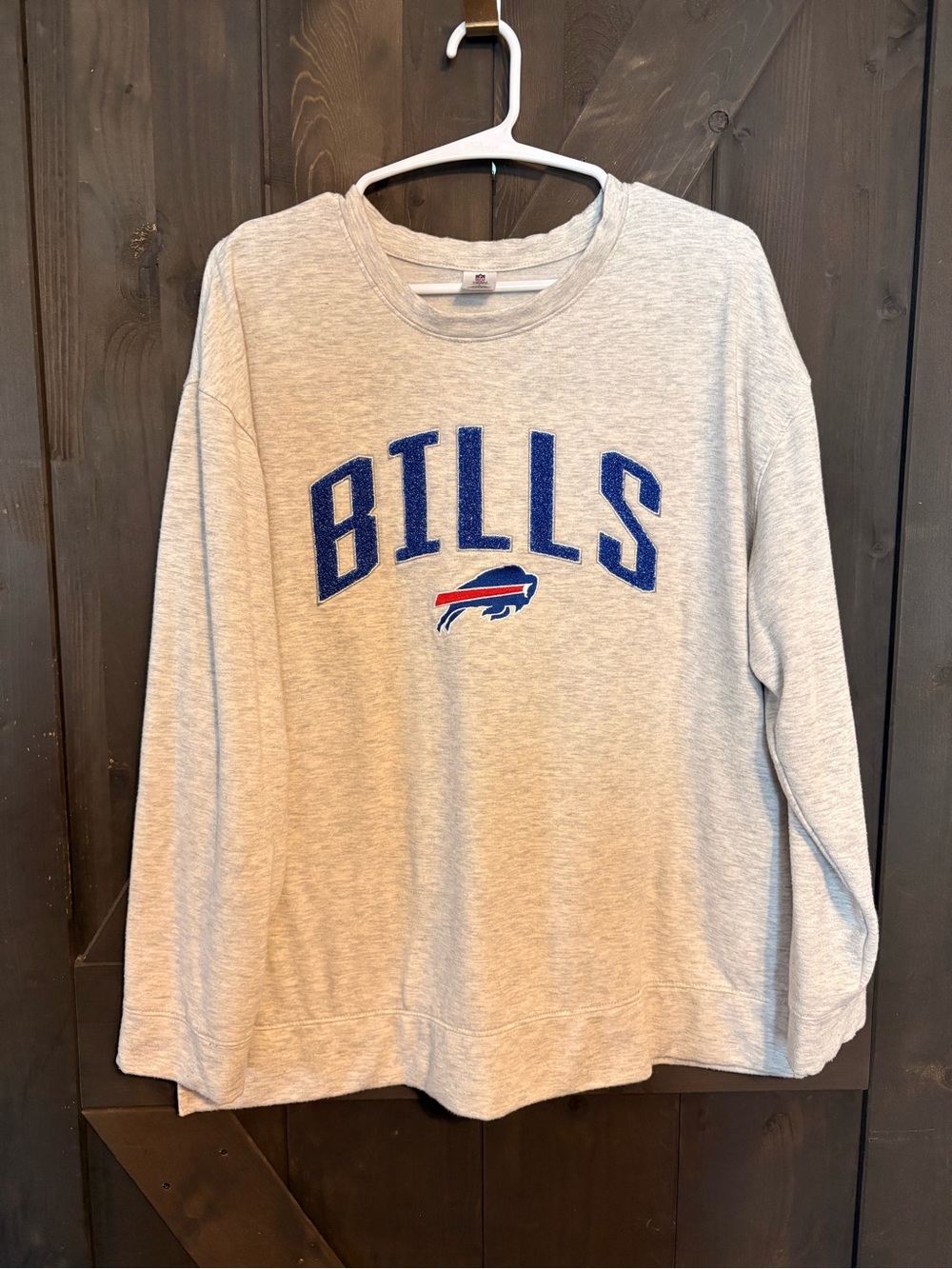 Women’s Buffalo Bills Gray Crewneck Sleepwear Crewneck Sweatshirt with Logo